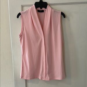 Tahari Pink Sleeveless Women's Top Dress Shirt Work Classy Pull Over Head